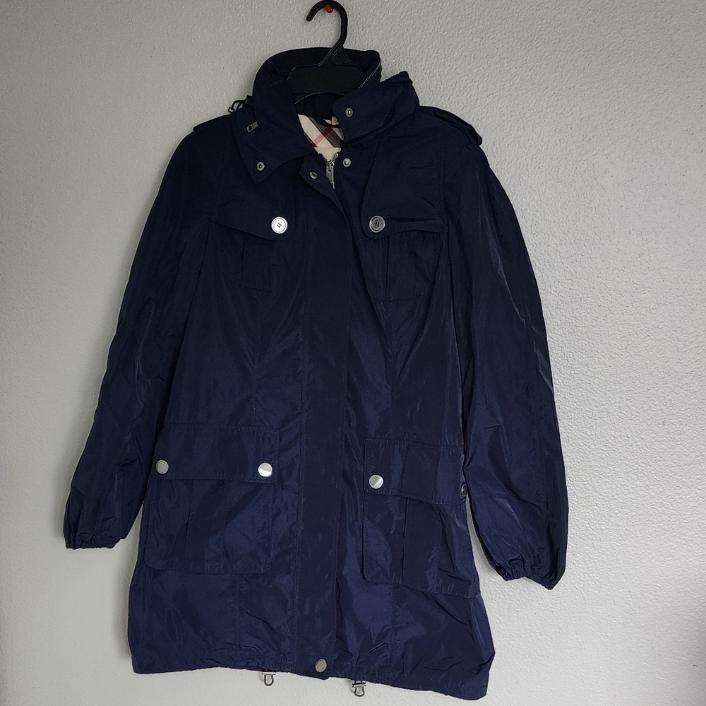 Burberry Brit Navy Blue  Rain   Windbreaker Coat / Size 8